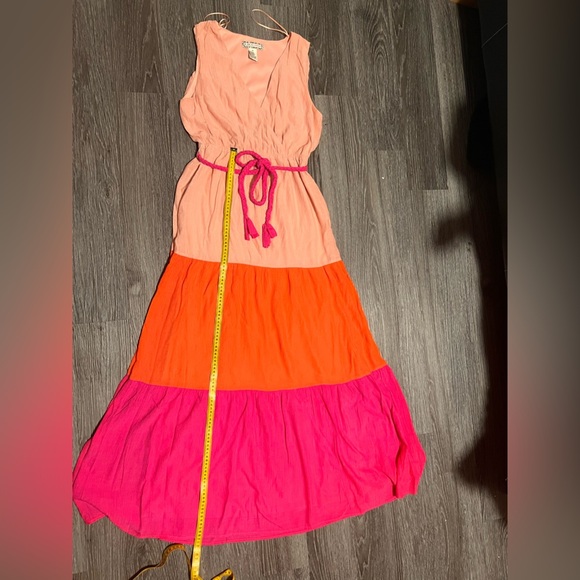 Flying Tomato Pleated Tiered Maxi Dress in Pink and Orange - Picture 8 of 14